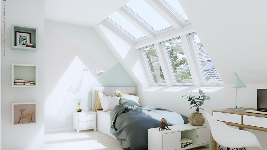 De nieuwe VELUX Dakkapel Ruimte maakt van zolder aangename leefruimte